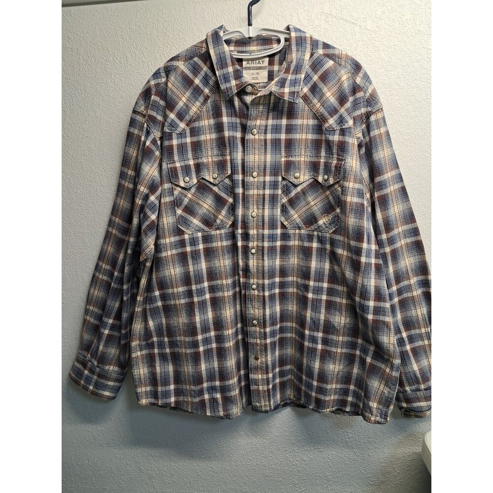 Ariat Western Pearl Snap Multicolor Plaid Men's 2XL